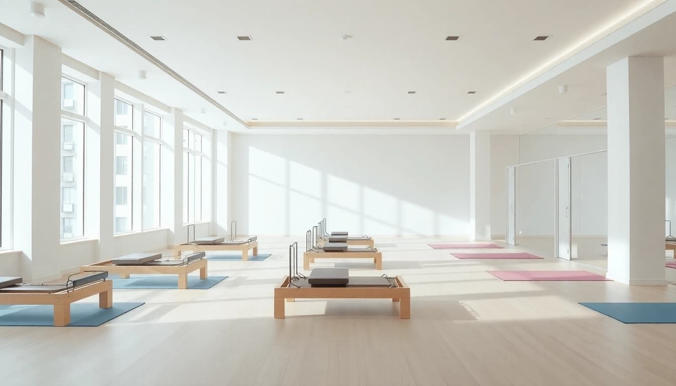 東京・台東区の魅力的なピラティスクラス。穏やかなスタジオ環境とリフォーマーを特徴とする。