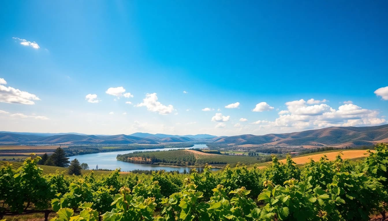 Savoring the beauty of vineyards in Carksburg CA with lush greenery and scenic hills.