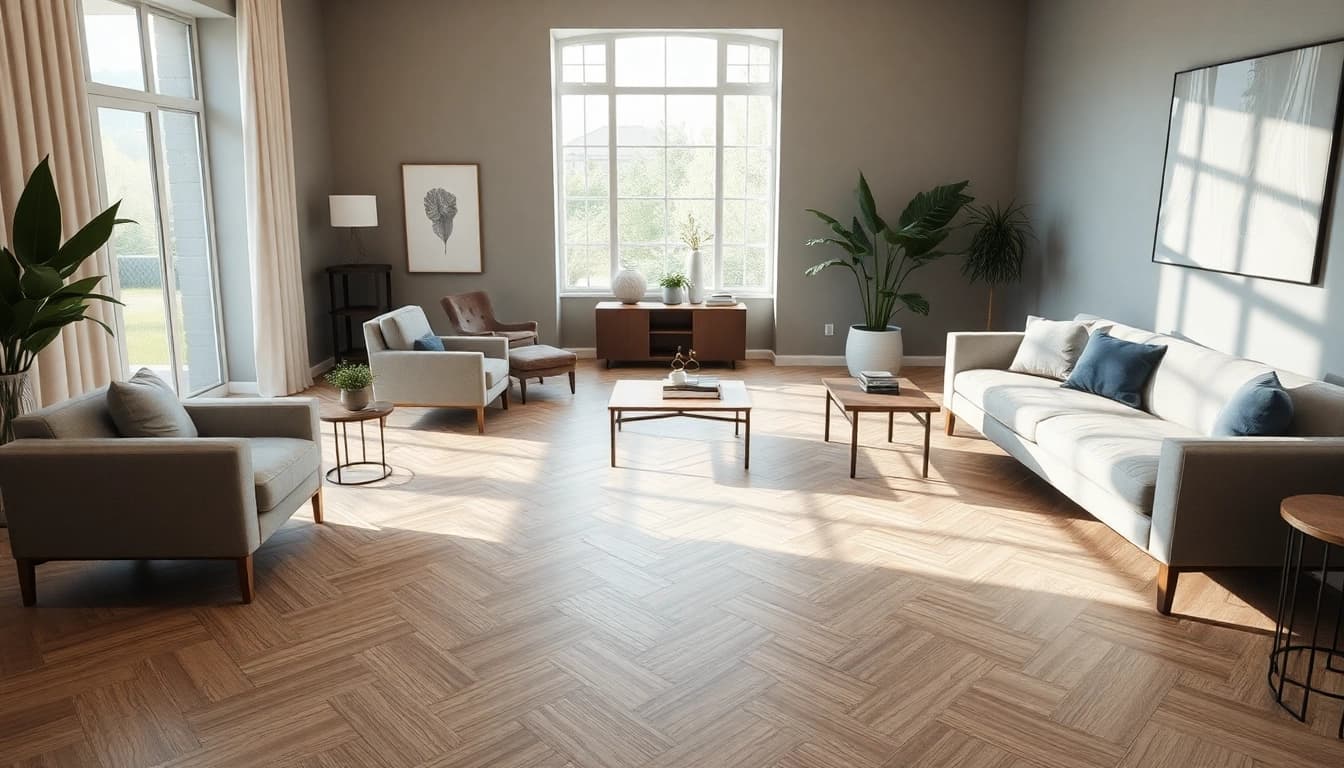 Showcasing luxury vinyl flooring with elegant textures in a well-designed interior space.