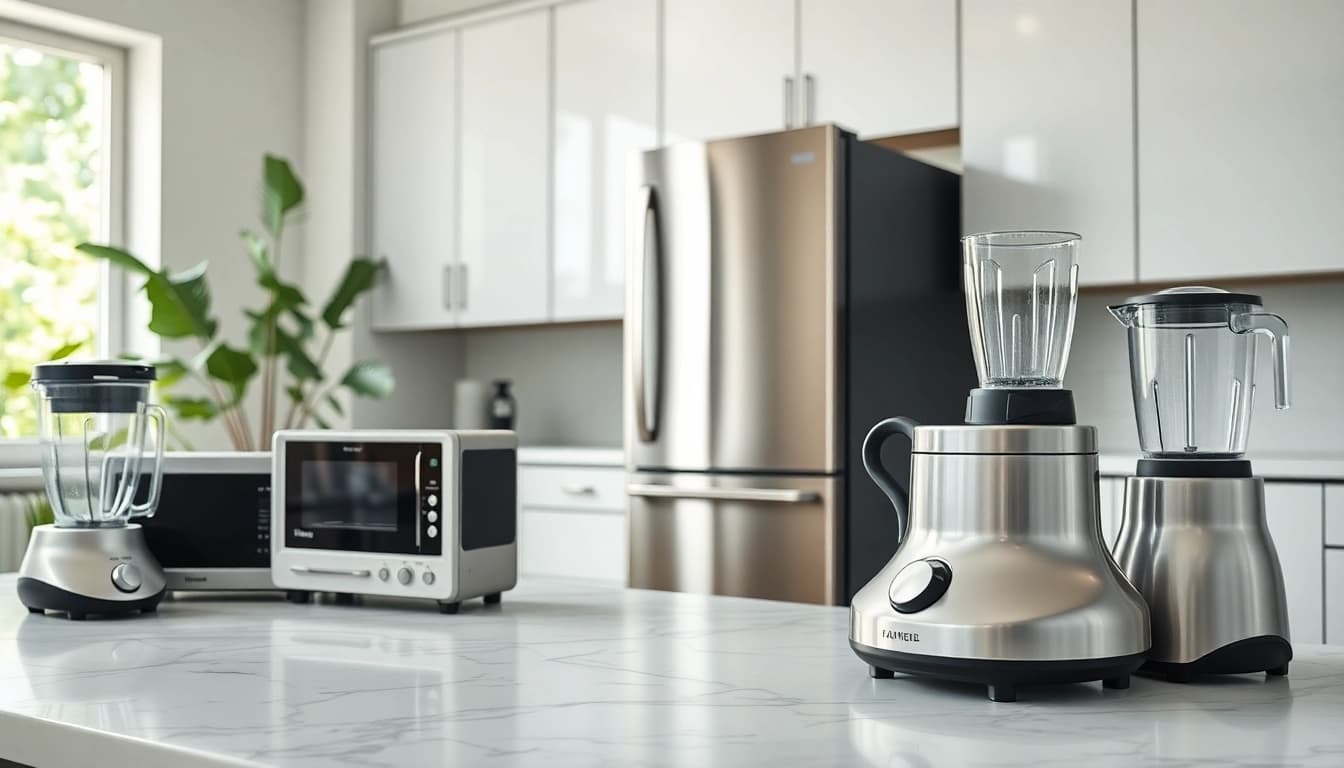 Explore modern home appliances in a bright kitchen showcasing innovation and design.
