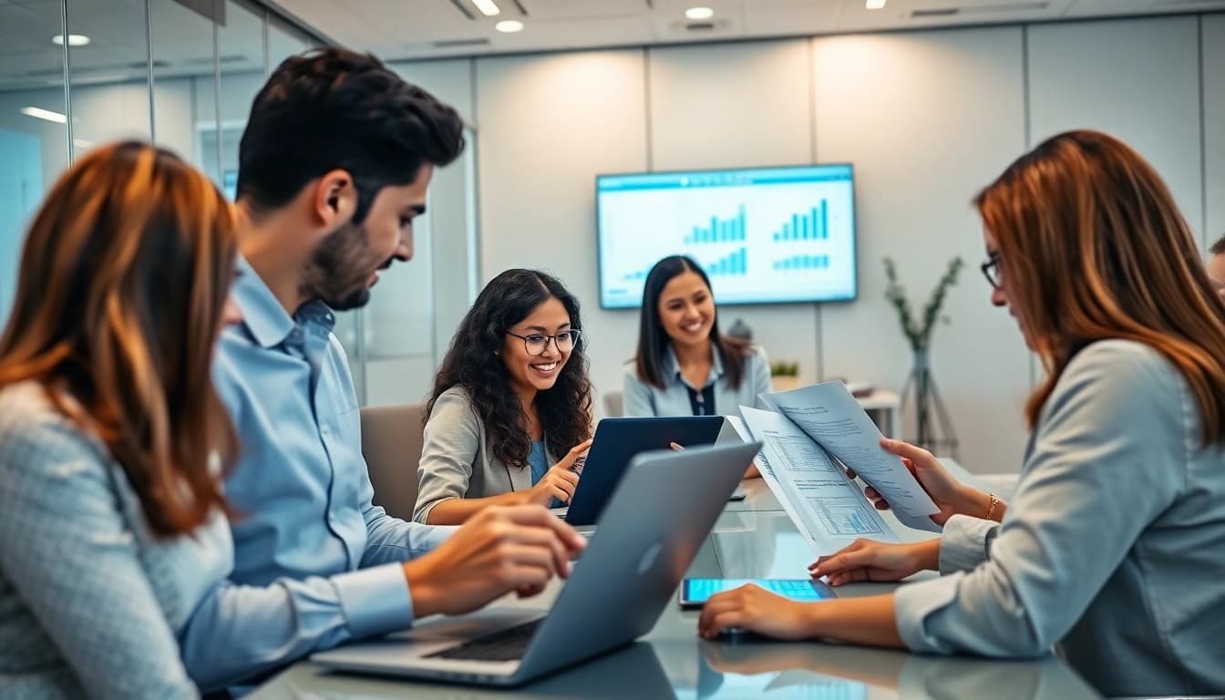 Collaborative workspace showcasing WPS办公 software in use by diverse professionals.