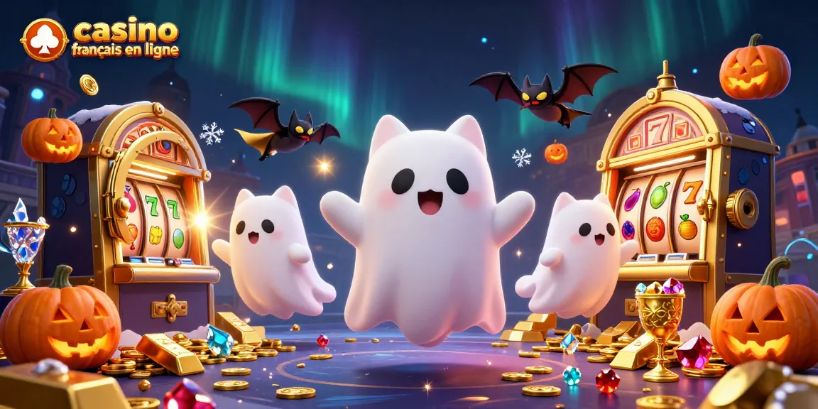 Visitez le casino français en ligne avec un chat fantôme et une chauve-souris en cape dorée.