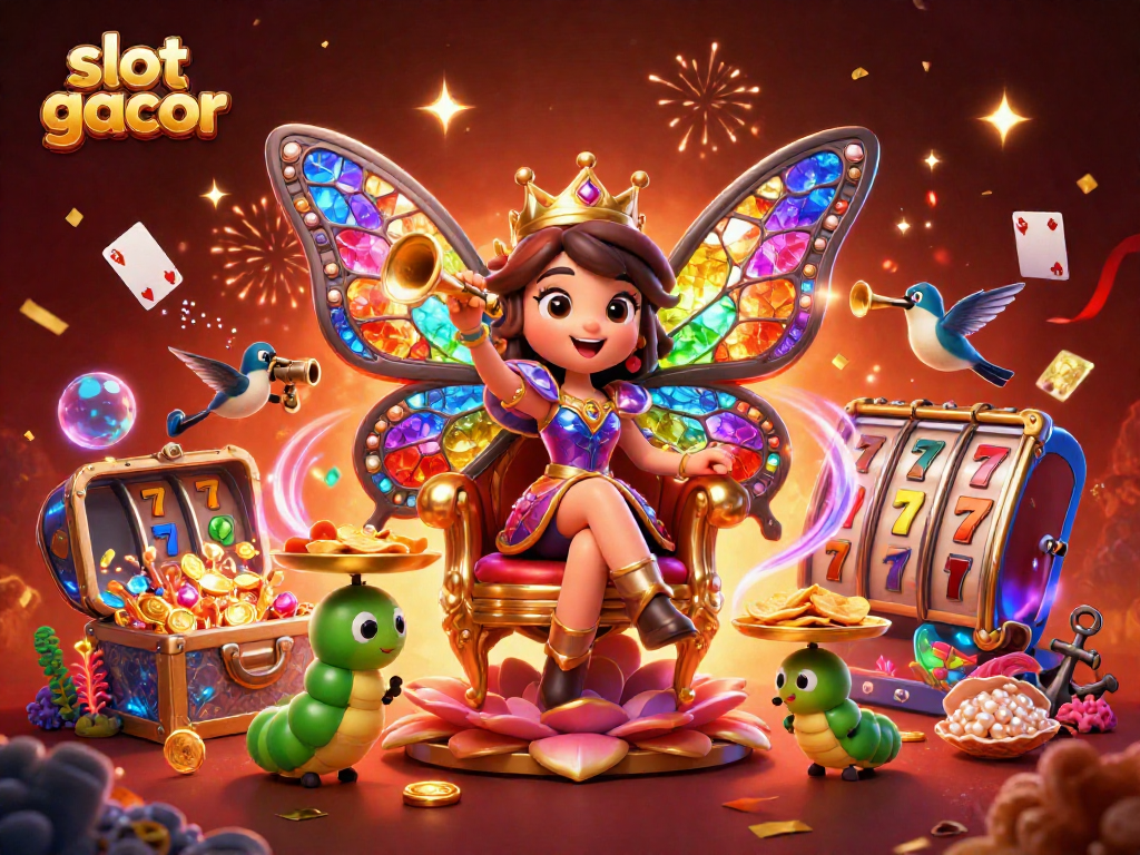 Experience the thrill of slot gacor with a vibrant 3D illustration showcasing winning elements and characters.