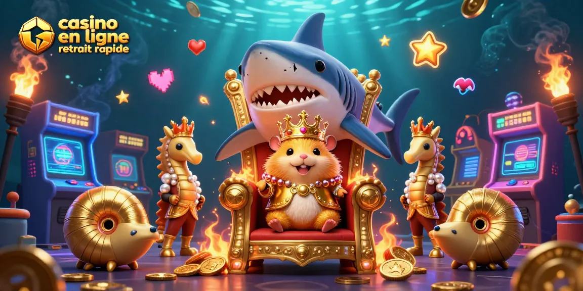 Découvrez une scène captivante de casino en ligne retrait rapide avec un hamster roi et ses gardes marins.