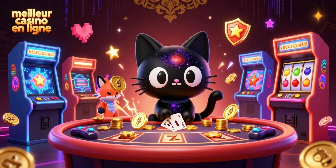 Image captivante de meilleurs casinos en ligne, mettant en avant un chat noir trou de ver attirant des jetons d'or.