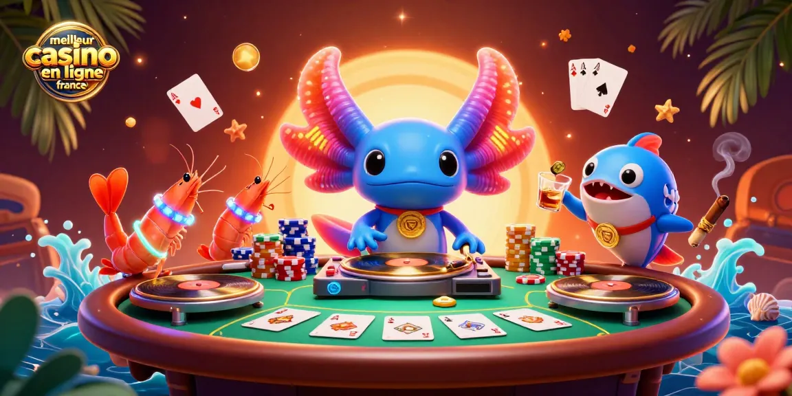 Plongez dans le meilleur casino en ligne France avec des personnages colorés dans une scène dynamique de poker.