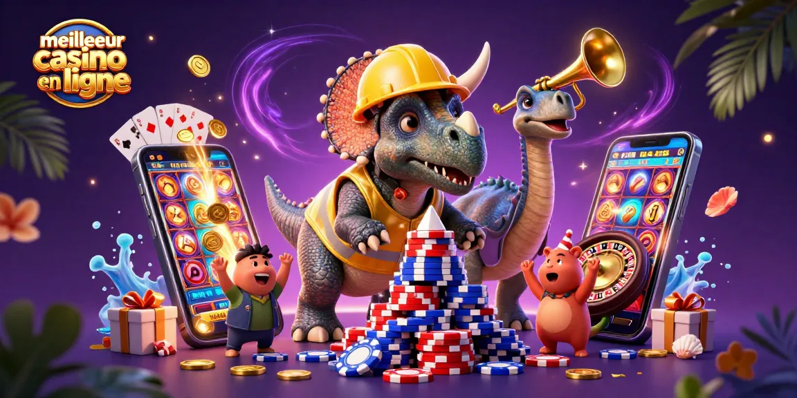 Découvrez le meilleur casino en ligne avec un triceratops en construction et des animations de jeux dynamiques.