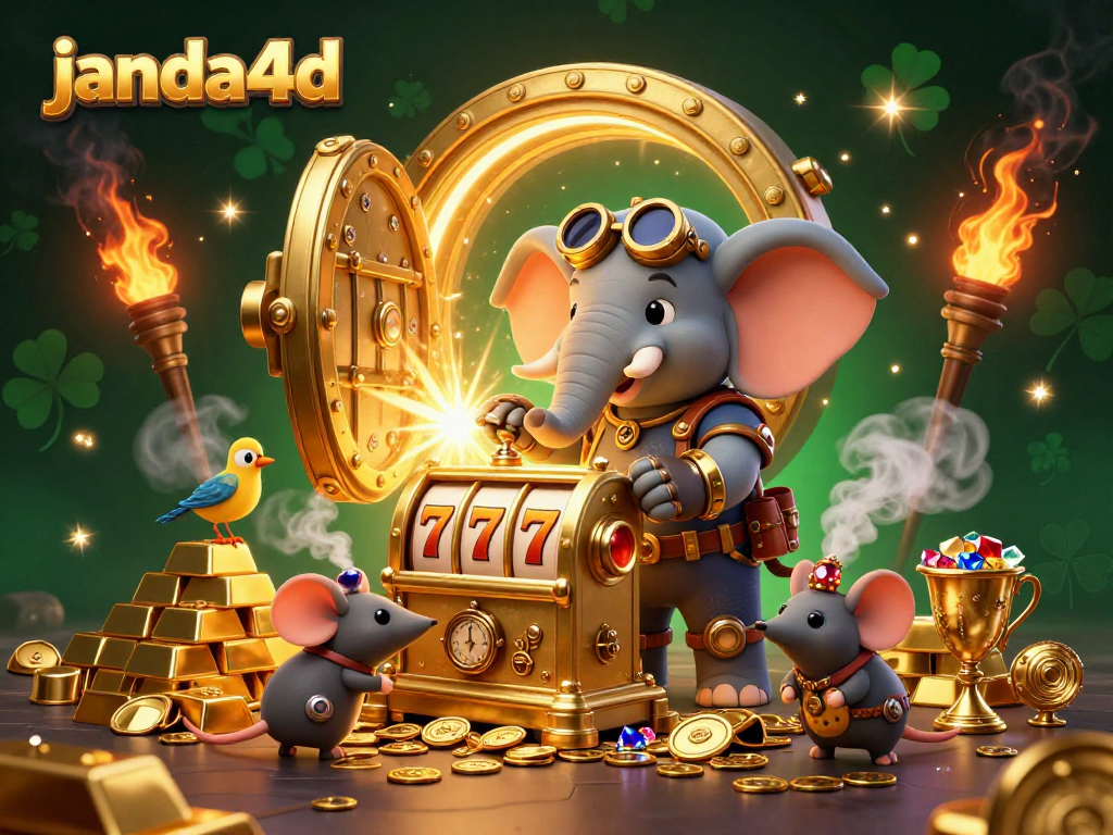 Spin the thrilling janda4d slot machine with a steampunk elephant engineer among dazzling treasures.