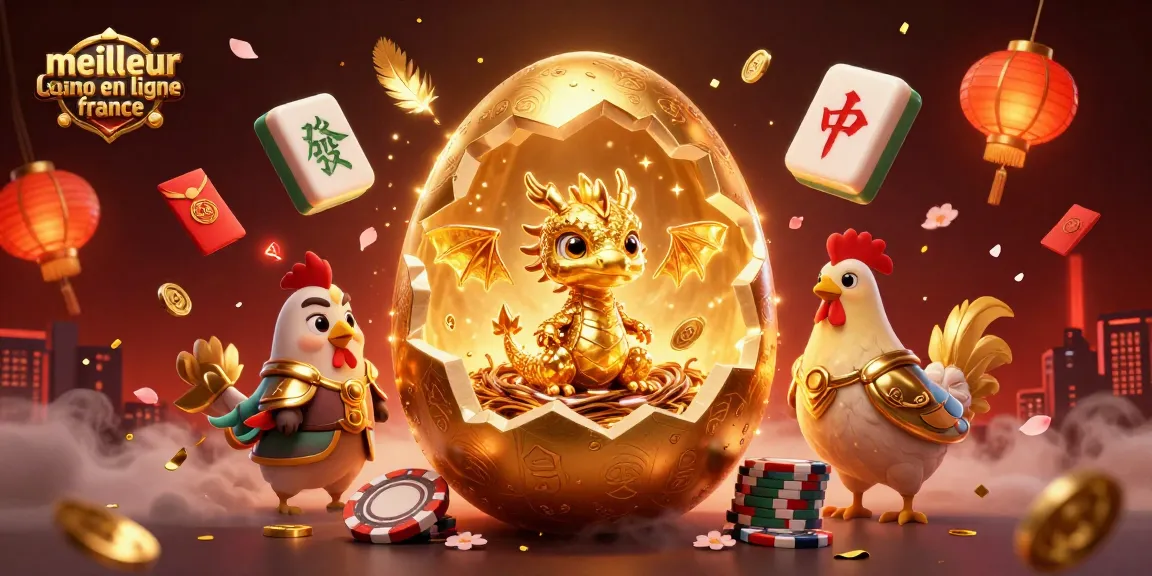 Jouez au meilleur casino en ligne France avec un dragon doré et des jetons de poker captivants.