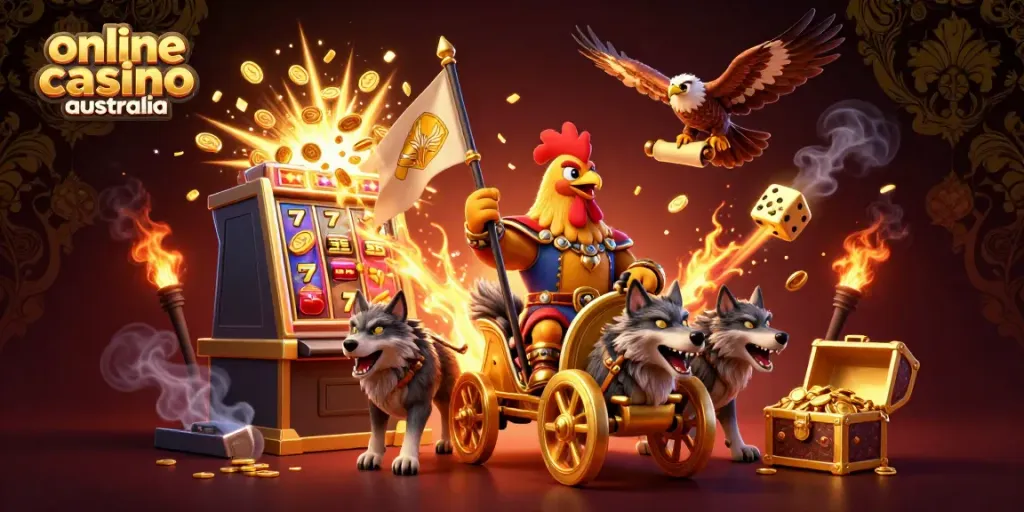 Engage with the exciting world of online casino Australia, featuring dynamic 3D characters and casino elements.