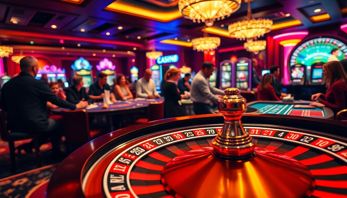 Main roulette table in a lively casino showing players engaged in bbni4d games.