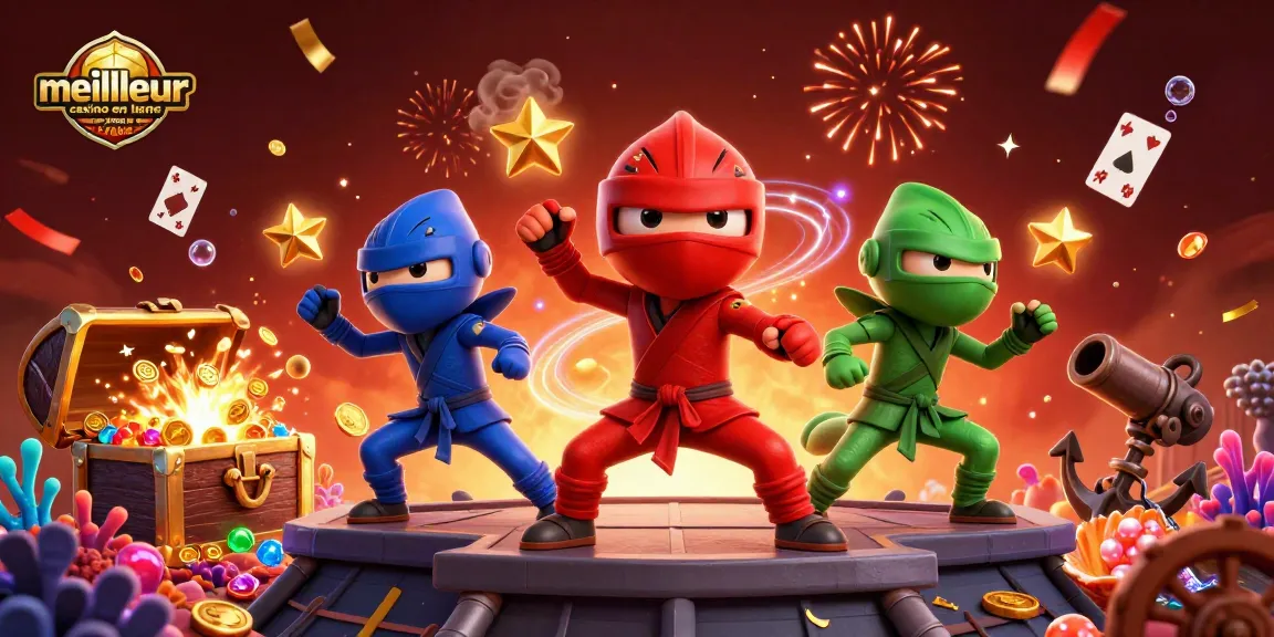 Vivez l'excitation du meilleur casino en ligne France avec trois caméléons ninja en action.