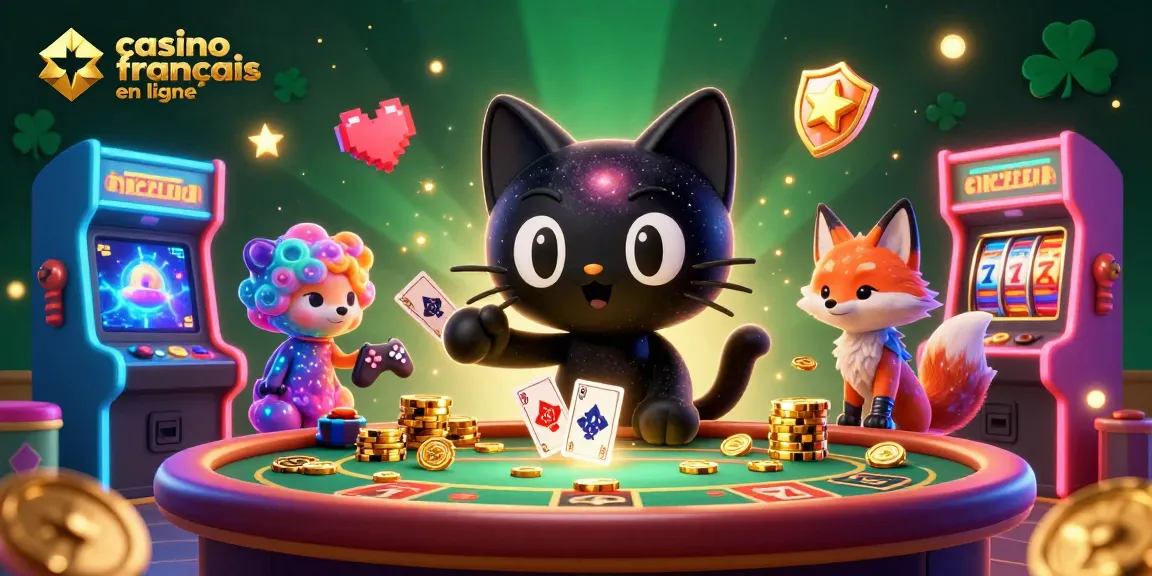 Illustre le casino français en ligne avec un chat noir, un trou noir et un renard nébuleux pour une expérience de jeu captivante.