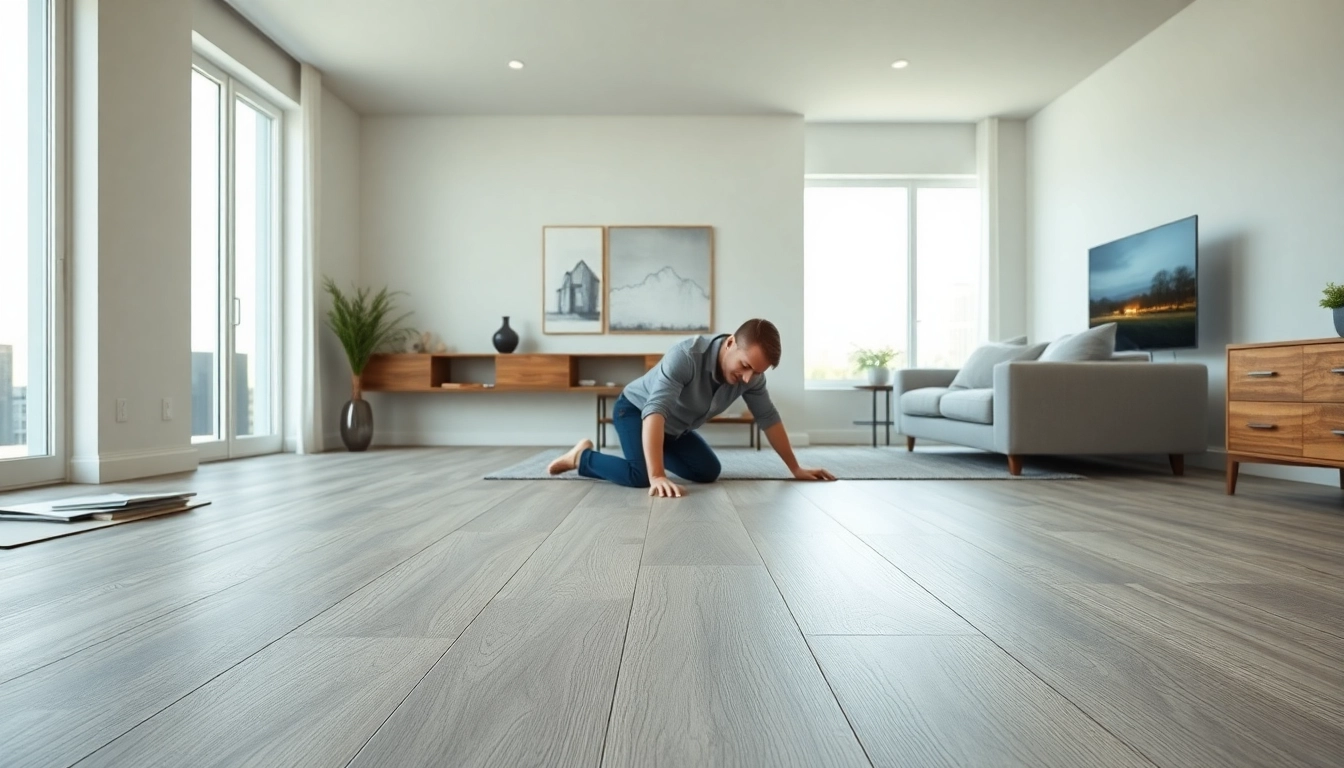 Enhance your space with lvp flooring near me showcased professionally installed in a chic living room.