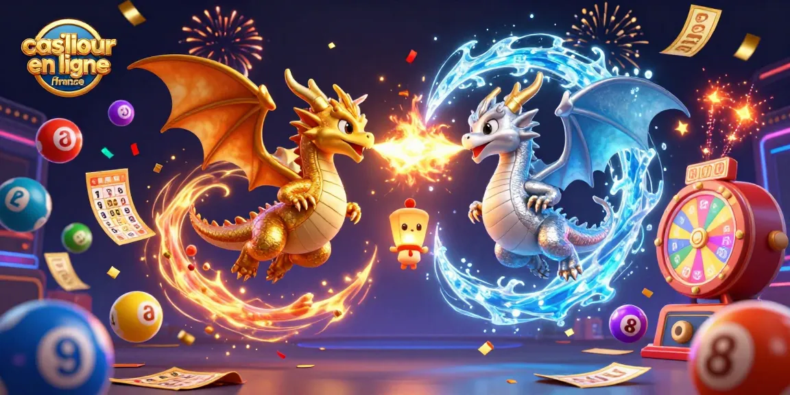 Jouez au meilleur casino en ligne France avec des dragons 3D au milieu des boules de loterie colorées.