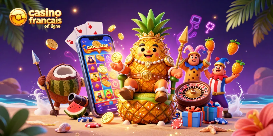 Vivez l'expérience du casino francais en ligne avec notre scène vibrante de machines à sous et personnages colorés.
