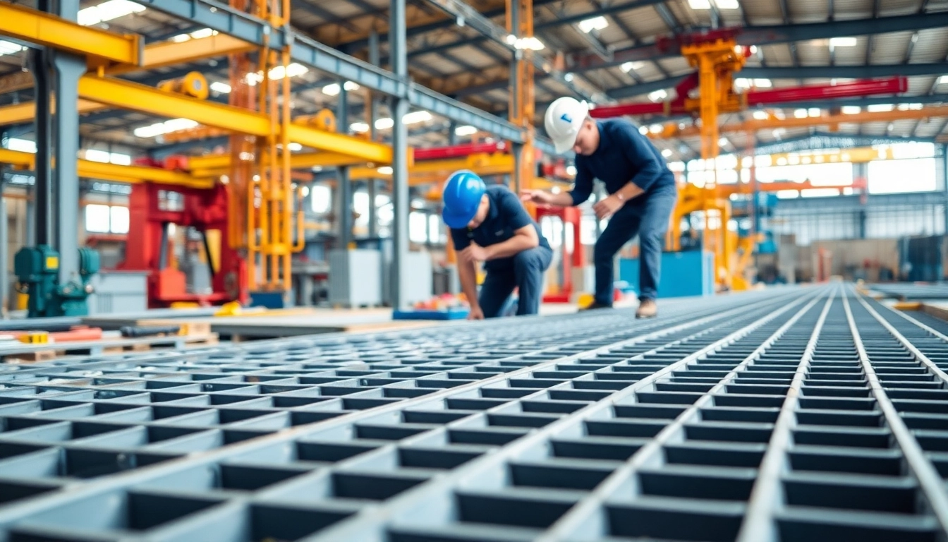 GRP Grating Supplier installing durable fiberglass grating in an industrial site.
