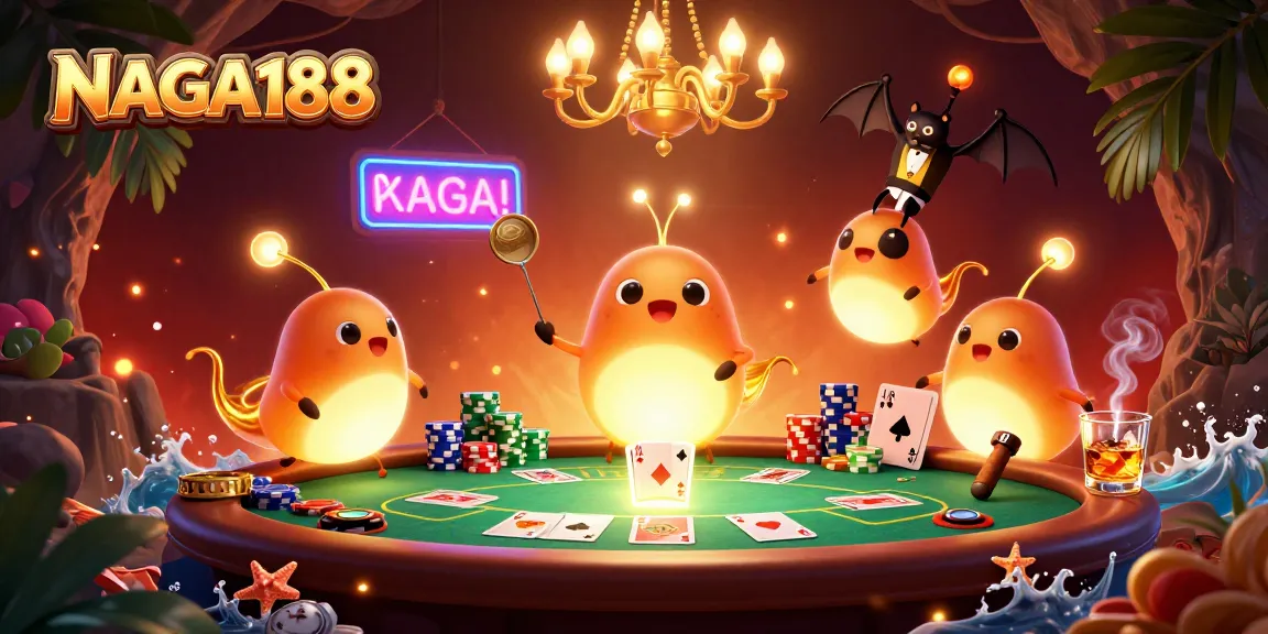 NAGA188 menyoroti suasana kasino yang meriah dengan serangkaian karakter lucu yang berinteraksi di meja poker