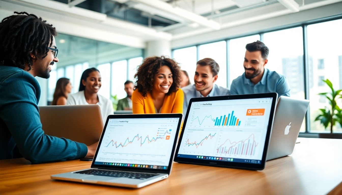 Enhance your online marketing edmonton strategy with a diverse team collaborating in a modern office.