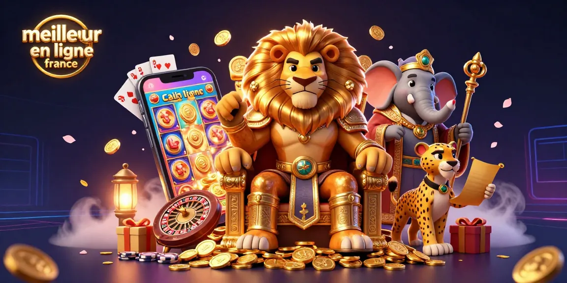 Jeux captivants au meilleur casino en ligne France avec un lion royal et des éléments de jeu dynamiques.