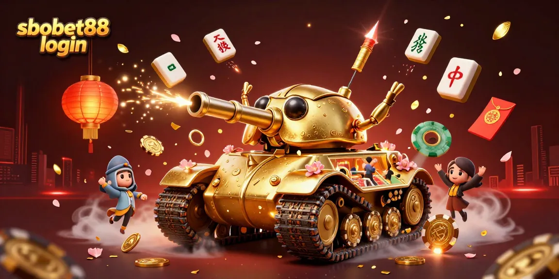 Engage in sbobet88 login with vibrant casino elements in an immersive 3D digital illustration.
