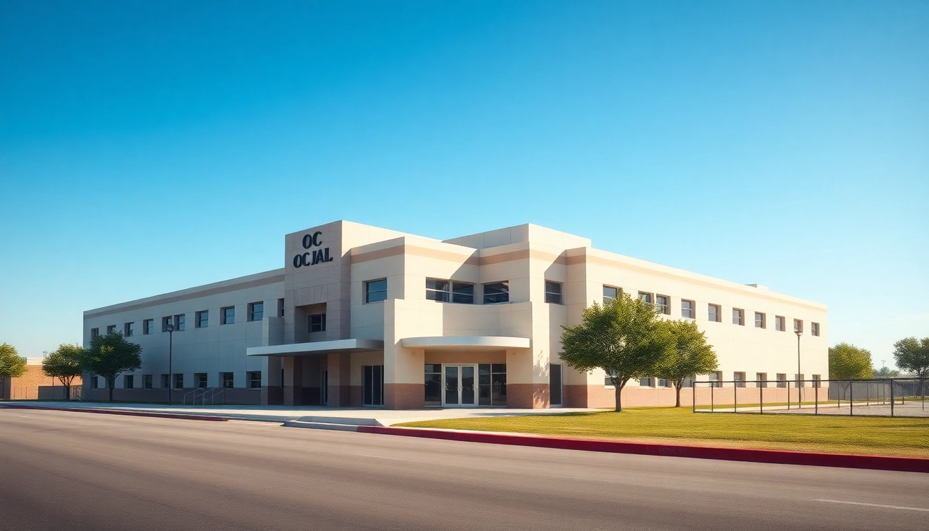 Visually engaging representation of OC Jail highlighting its architectural features and community friendliness.