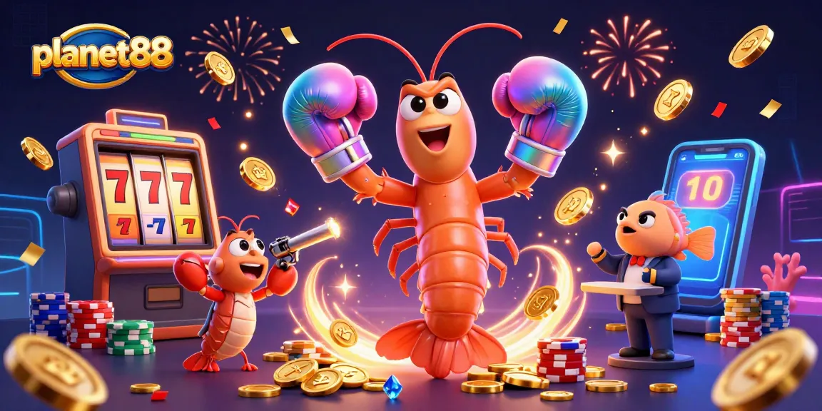 Challenge luck with planet88 in a vibrant 3D casino scene featuring lively sea creatures.