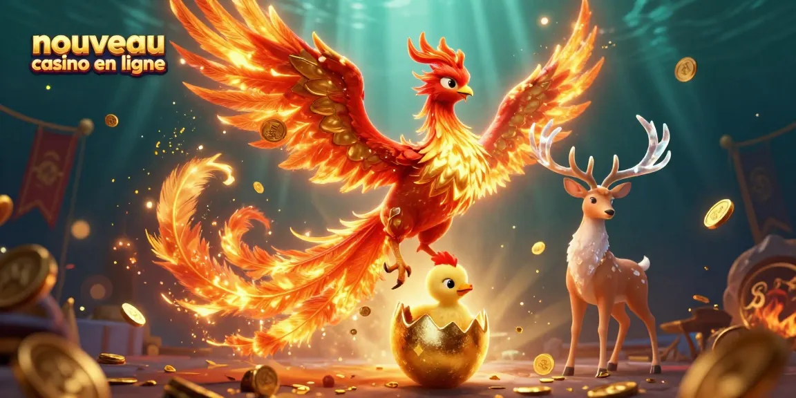 Profitez d'offres de jeu avec le nouveau casino en ligne, présentant un phoenix flamboyant et des éléments de jeu fascinants.