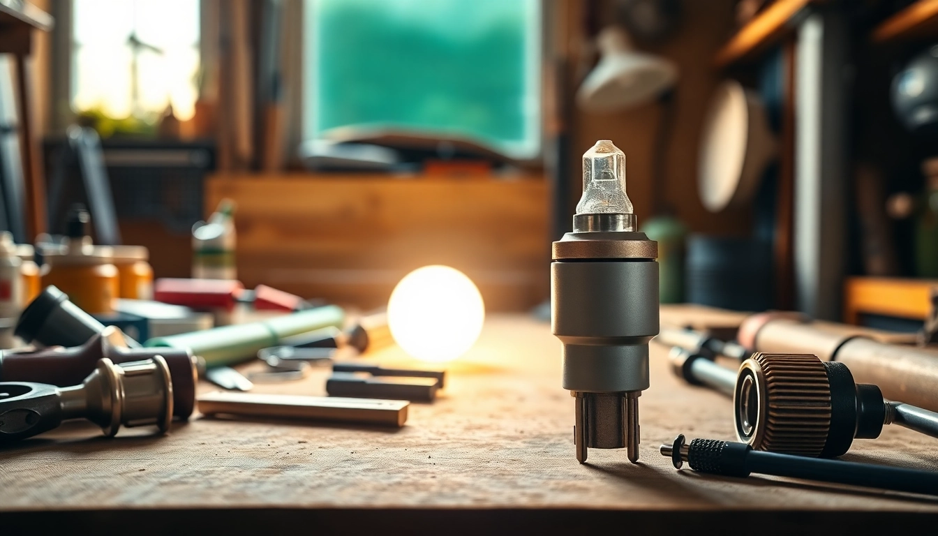 Showcasing a g16 bulb on a workbench highlighting its design and functionality.