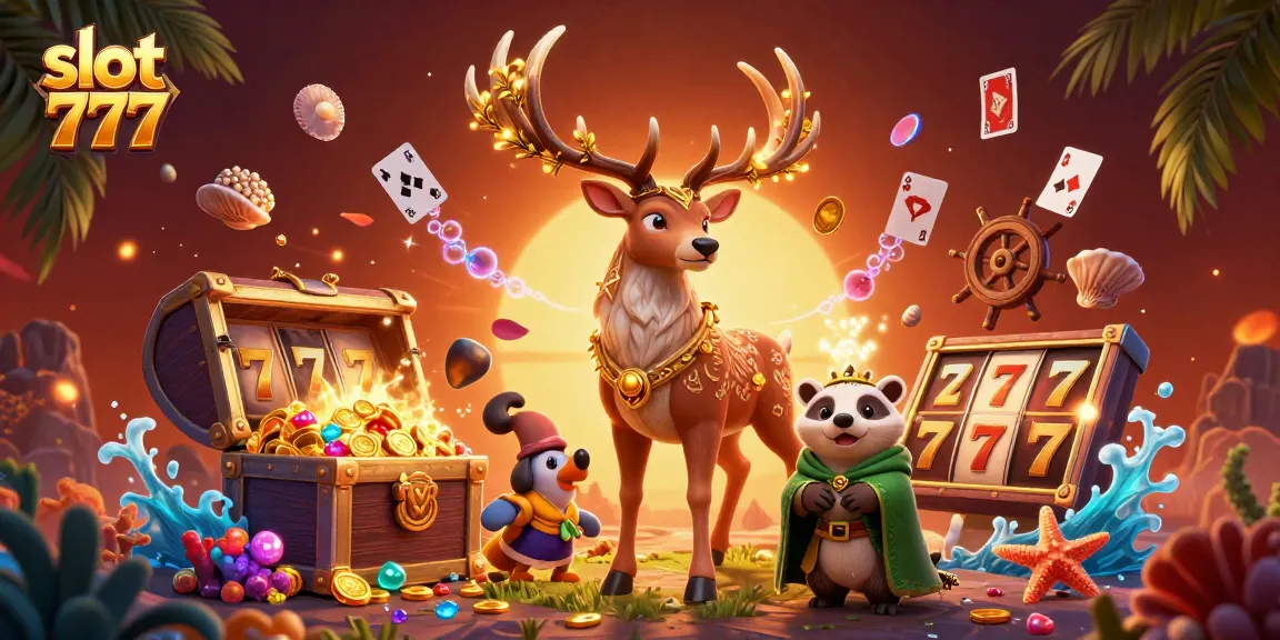 Winning big with slot 777 as a Celtic druid stag and wise badger spin the reels.