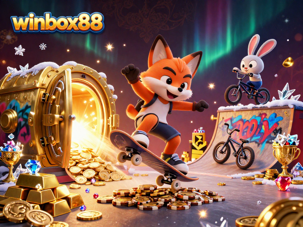 Engage in thrilling gameplay with winbox88 featuring vibrant 3D casino elements and lively characters.