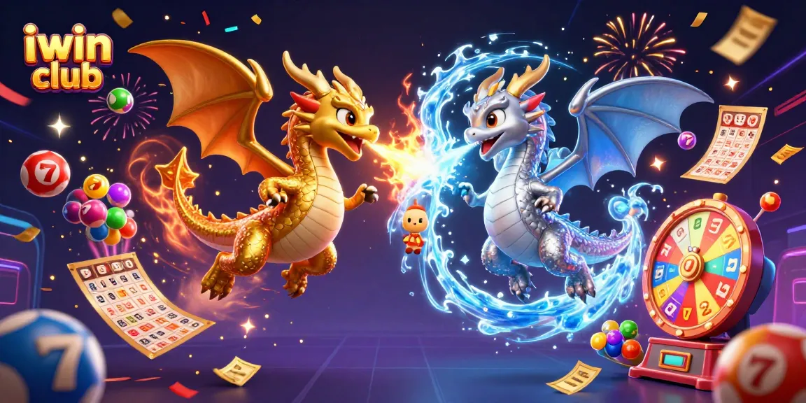 Experience the excitement of iwin club with vibrant dragons and dynamic slot game elements in a rich 3D illustration.