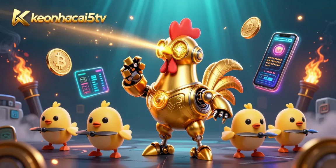 Engage with keonhacai5tv excitement as animated cartoon characters blast through a vibrant crypto-themed casino.