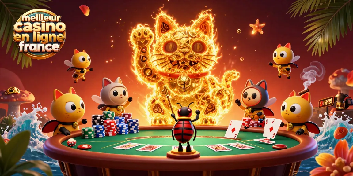 Admirez le meilleur casino en ligne France, avec des feux follets dorés et des éléments de poker captivants.