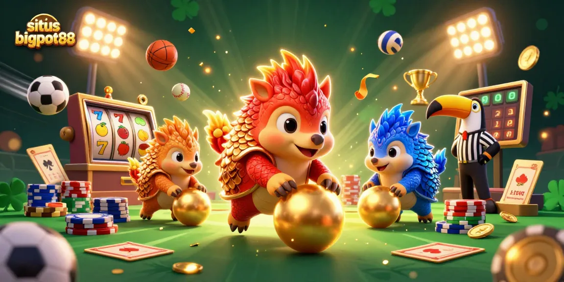 Experience situs bigpot88 with vibrant pangolins and thrilling gaming elements in dynamic action.