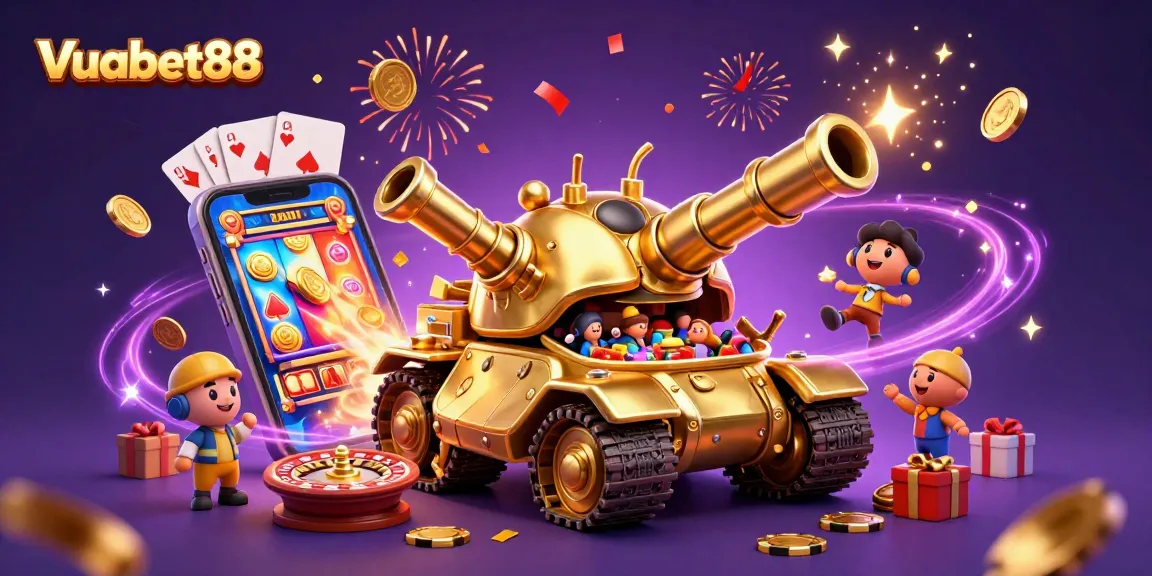 Experience the vibrant casino action on Vuabet88 with a dynamic scene of games and winning moments.