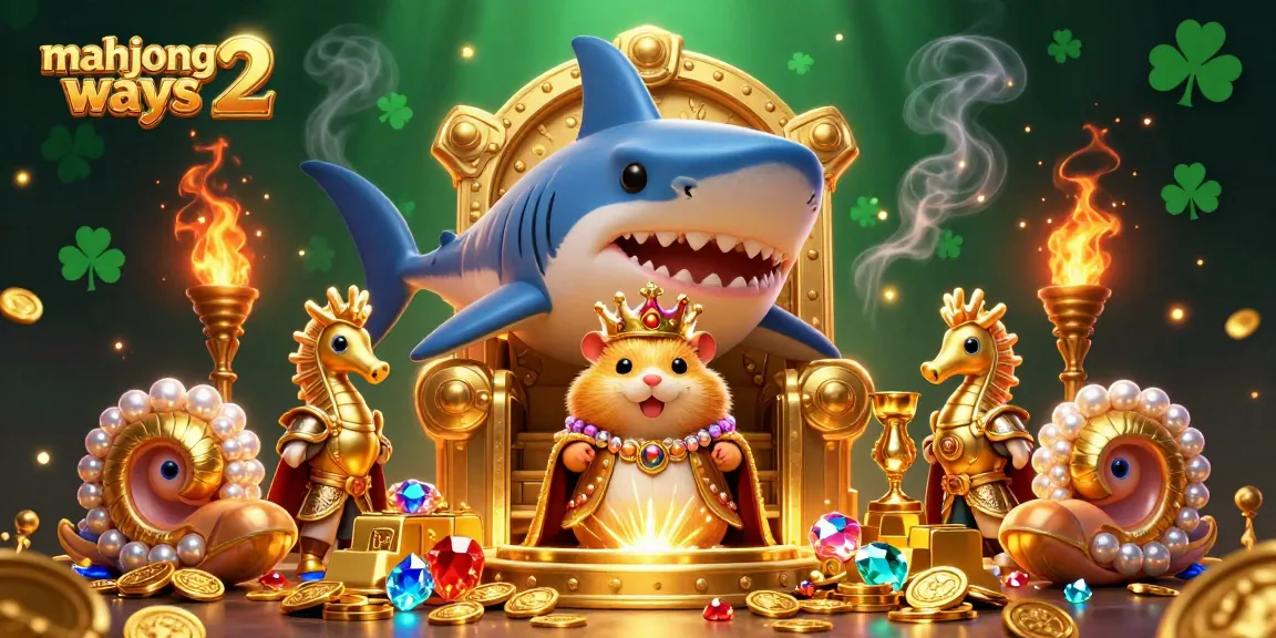 Experience mahjong ways 2's excitement with a golden hamster king and treasure elements in this lively casino scene.