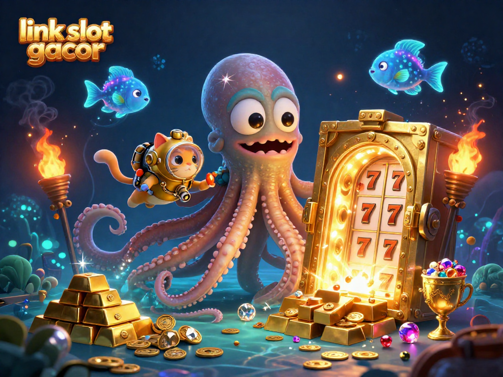 Experience thrilling wins with link slot gacor in a vibrant casino-themed 3D illustration.