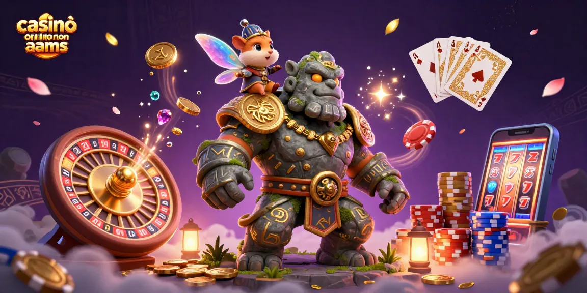 Gioca ai casinò online non AAMS con il golem magico e il cavaliere in un ambiente vibrante.