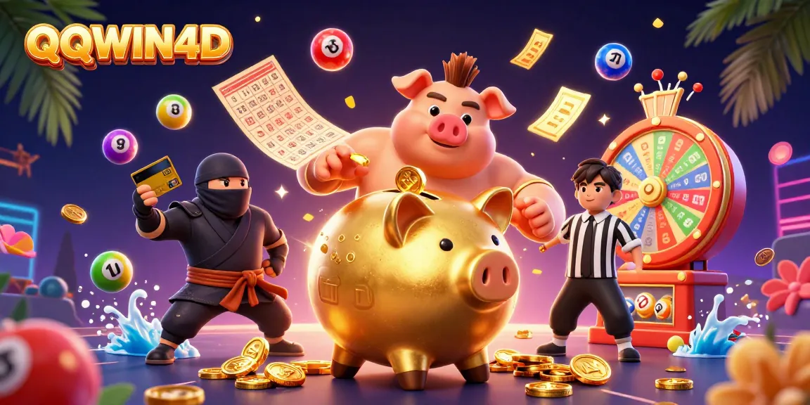 QQWIN4D menghadirkan momen kasino yang seru dengan karakter kartun 3D dan elemen game menarik.