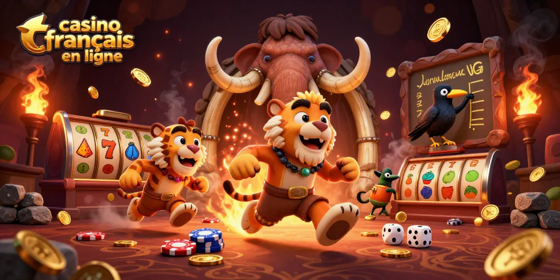 Capturez l'excitation des jeux dans le casino français en ligne avec une illustration animée et dynamique.