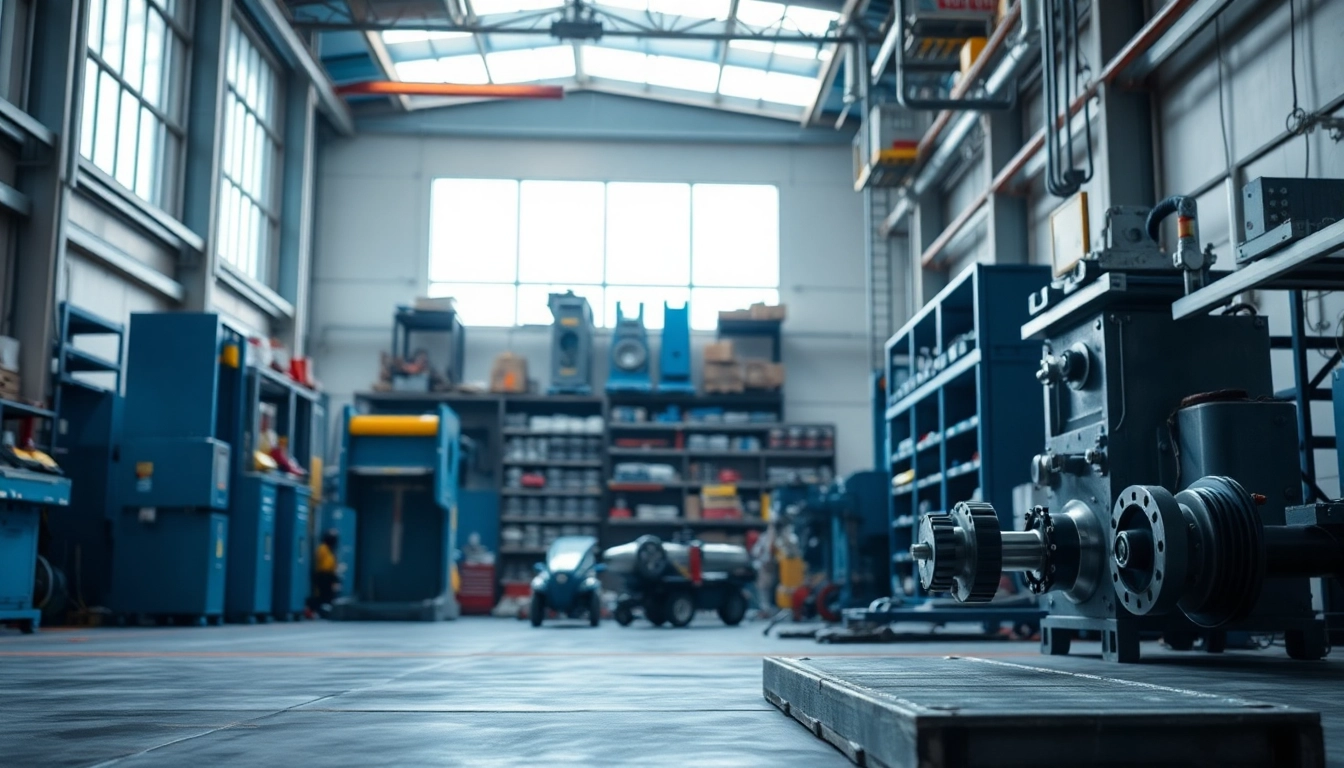 Showcase of industrial hydraulics solutions in a high-tech workshop, featuring advanced machinery and components.