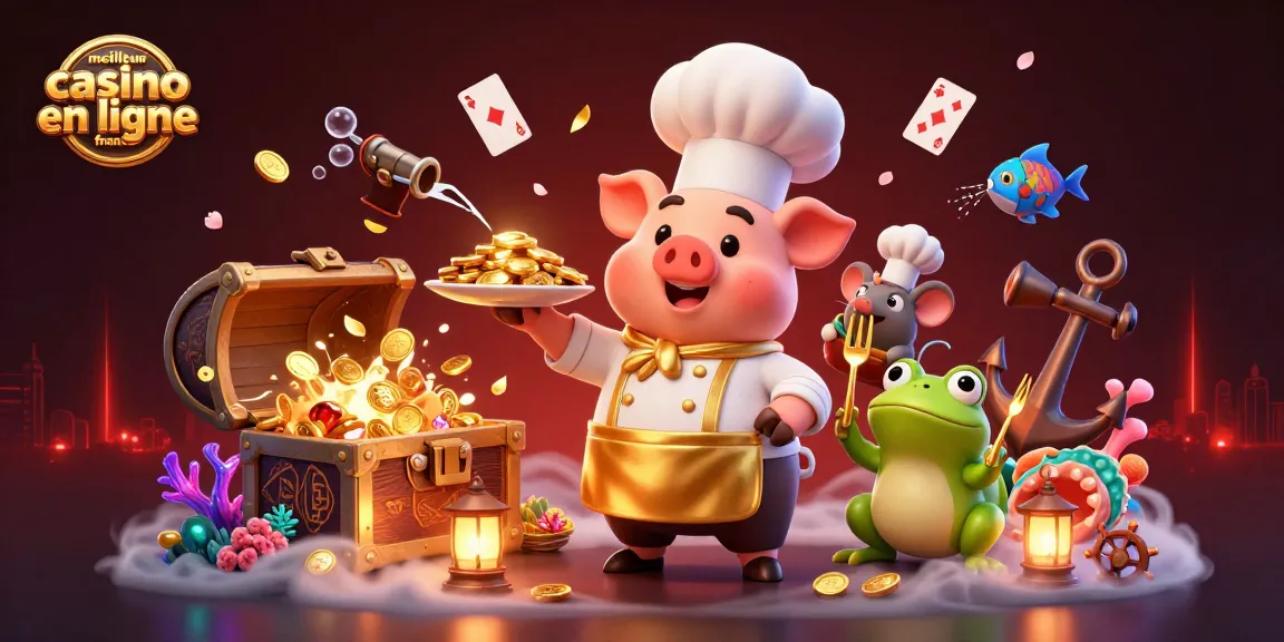 Illustration dynamique du meilleur casino en ligne France avec des personnages interactifs et des éléments de jeu riches.