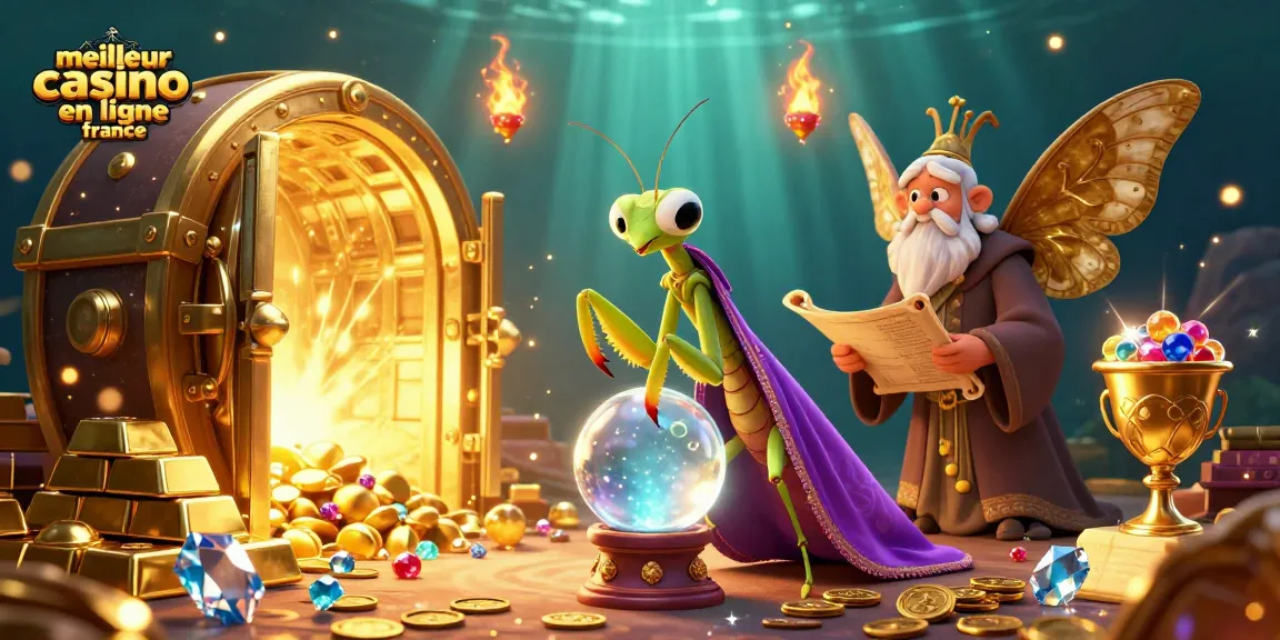 Découvrez le meilleur casino en ligne France avec une illustration captivante mettant en scène richesse et magie.