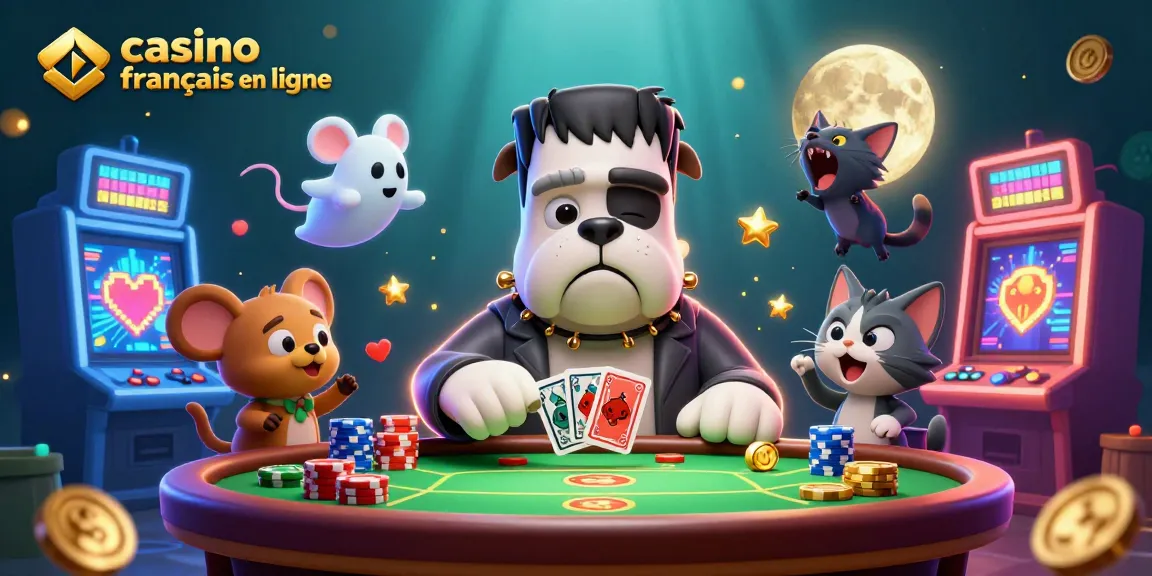 Jouez au casino francais en ligne avec un dealer de chien Frankenstein et des oursins flottants.