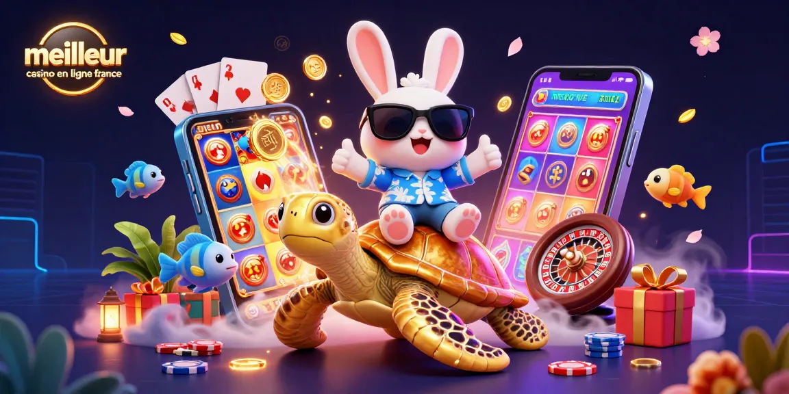 Jouez au meilleur casino en ligne France avec notre adorable lapin chanceux et sa tortue dorée.