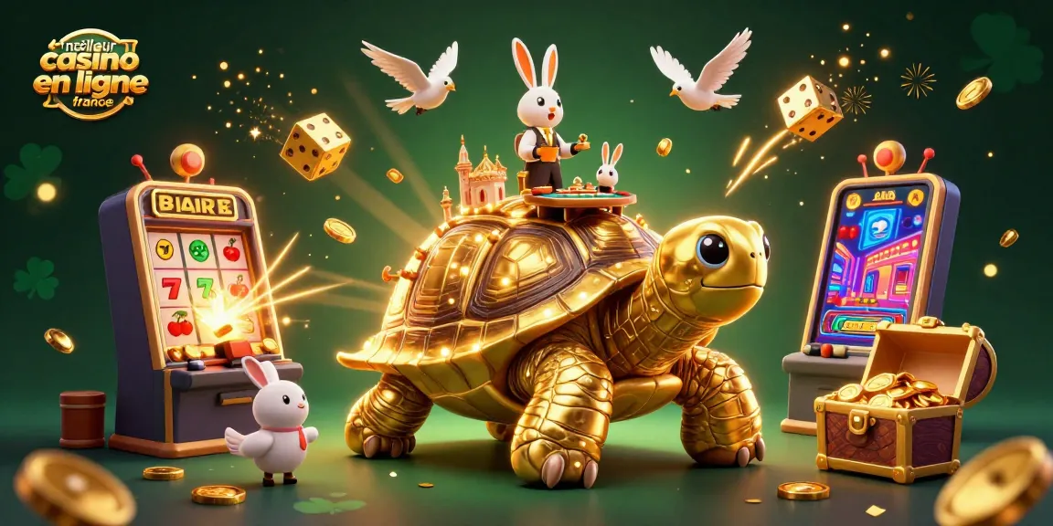 Le meilleur casino en ligne France offre des gains avec une tortue géante et un croupier dans un décor dynamique.