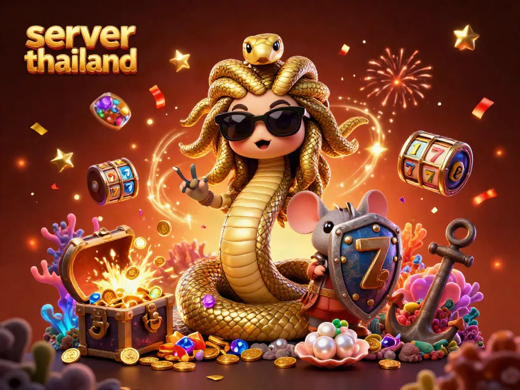 Join Medusa and a mouse warrior in a thrilling casino under the sea with slot reels and treasures, server thailand.