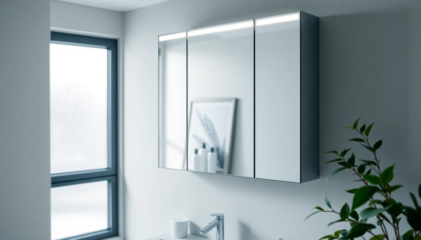 Discover the elegant mirrored bathroom cabinet with light showcasing its stylish design and unique features.