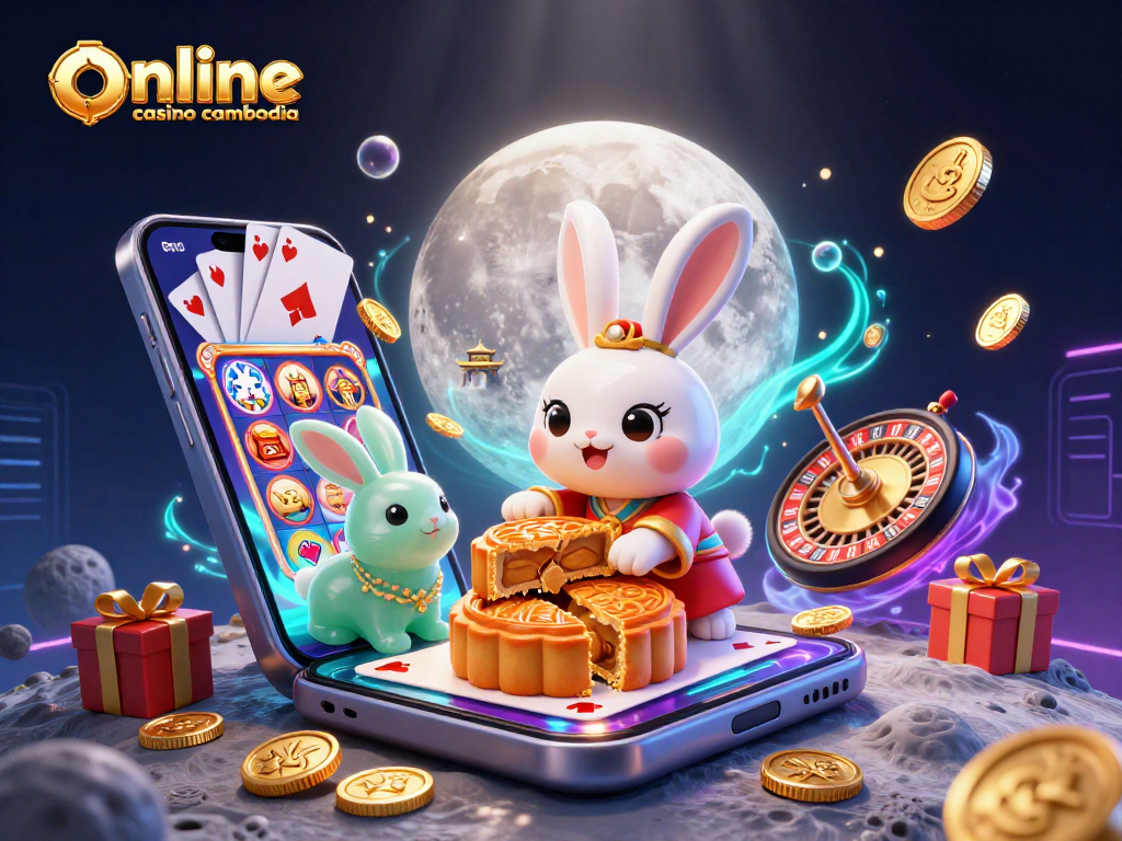 Engage in dynamic gameplay at Online casino cambodia with lively moon rabbits and casino elements.